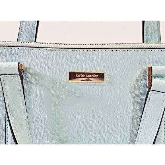 MW Kate Spade Lt Blue Saffiano Leather Large Loden Newbury Lane Handbag Purse - Picture 3 of 15